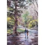 D. O'Donnell - A STROLL IN THE PARK - Oil on Board - 9.5 x 7 inches - Signed