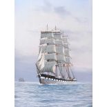 Louis Papaluca - TALL SHIP IN CALM SEAS - Gouache on Board - 17 x 12 inches - Signed