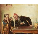 Lopoz Moreda - THE CARD PLAYERS - Oil on Canvas - 16 x 20 inches - Signed