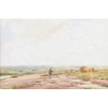 Claude Hayes, RI ROI - DRIVING SHEEP ON THE MOOR - Watercolour Drawing - 14 x 20 inches - Signed