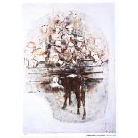 J.B. Vallely - THE CATTLE MART - Limited Edition Coloured Print (143/150) - 20 x 14 inches - Signed
