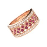 18CT ROSE GOLD RUBY AND DIAMOND RING