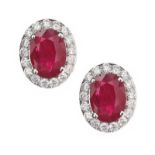 18CT WHITE GOLD RUBY AND DIAMOND EARRINGS
