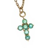 18CT GOLD EMERALD CROSS NECKLACE