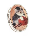 STERLING SILVER PILL BOX WITH CAT DESIGN