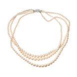 ROSITA TRIPLE STRAND OF FAUX PEARLS