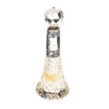 SILVER MOUNTED CUT-GLASS PERFUME BOTTLE WITH STOPPER