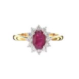 18CT GOLD RUBY AND DIAMOND RING