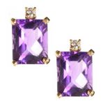 18CT GOLD AMETHYST AND DIAMOND EARRINGS