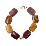 JASPER BEADED BRACELET WITH STERLING SILVER GILT CLASP