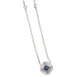 18CT WHITE GOLD SAPPHIRE AND DIAMOND NECKLACE