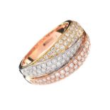 18CT GOLD, WHITE GOLD AND ROSE GOLD DIAMOND RING