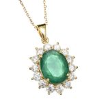 18CT GOLD EMERALD AND DIAMOND NECKLACE