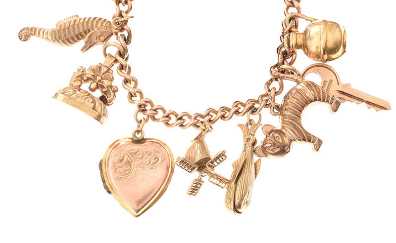 9CT GOLD CHARM BRACELET - Image 2 of 3