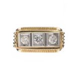 18CT GOLD THREE STONE DIAMOND RING