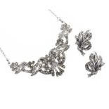 SILVER MARCASITE EARRING AND NECKLACE SET