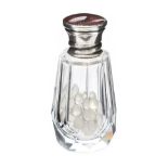 SILVER GUILLOCHE ENAMEL TOP GLASS SCENT/SALTS BOTTLE