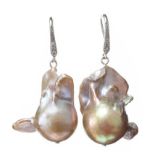 PAIR OF BAROQUE PEARL DROP EARRINGS