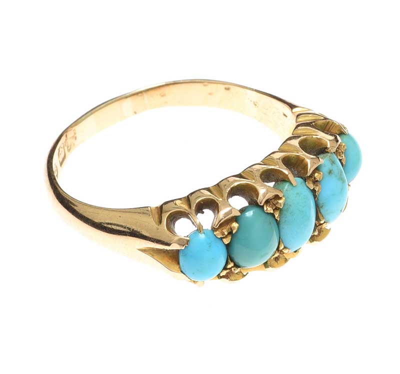 MID-CARAT GOLD TURQUOISE RING - Image 2 of 3