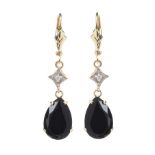 14CT GOLD SAPPHIRE AND DIAMOND DROP EARRINGS