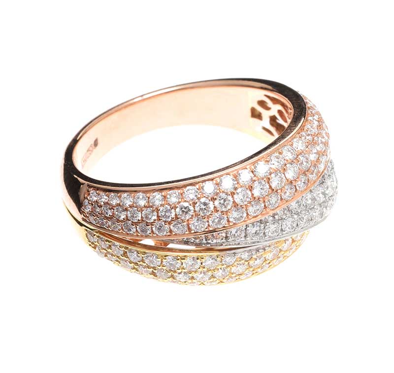 18CT GOLD, WHITE GOLD AND ROSE GOLD DIAMOND RING - Image 2 of 3