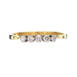 18CT GOLD FIVE STONE CUBIC ZIRCONIA RING
