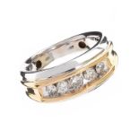 10CT GOLD TWO TONE FIVE STONE DIAMOND RING