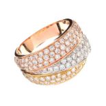 18CT GOLD, WHITE GOLD AND ROSE GOLD DIAMOND RING