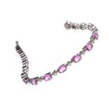 18CT WHITE GOLD PINK SAPPHIRE AND DIAMOND BRACELET