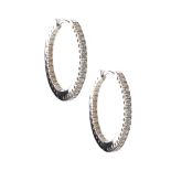 9CT WHITE GOLD DIAMOND HOOP EARRINGS