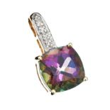 9CT GOLD MYSTIC TOPAZ AND DIAMOND PENDANT