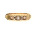 VICTORIAN 18CT GOLD SEED PEARL AND DIAMOND RING