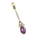 9CT GOLD AMETHYST DROP PENDANT