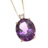 18CT GOLD AMETHYST AND DIAMOND NECKLACE