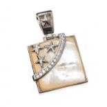 STERLING SILVER MOTHER OF PEARL AND CUBIC ZIRCONIA PENDANT