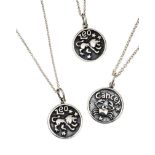 THREE STERLING SILVER ZODIAC NECKLACES