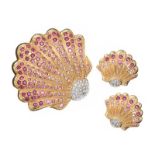 CIRO SHELL BROOCH AND CLIP ON EARRINGS