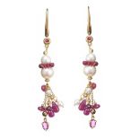 18CT GOLD RUBY AND PEARL EARRINGS