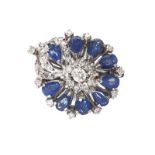 18CT WHITE GOLD SAPPHIRE AND DIAMOND DRESS RING