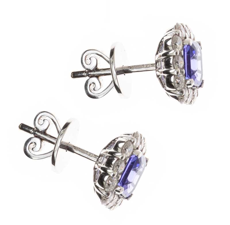 18CT WHITE GOLD TANZANITE AND DIAMOND EARRINGS - Image 3 of 3