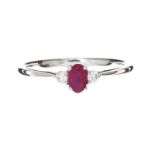 18CT WHITE GOLD RUBY AND DIAMOND RING