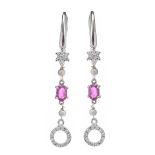 18CT WHITE GOLD DIAMOND AND PINK TOURMALINE EARRINGS