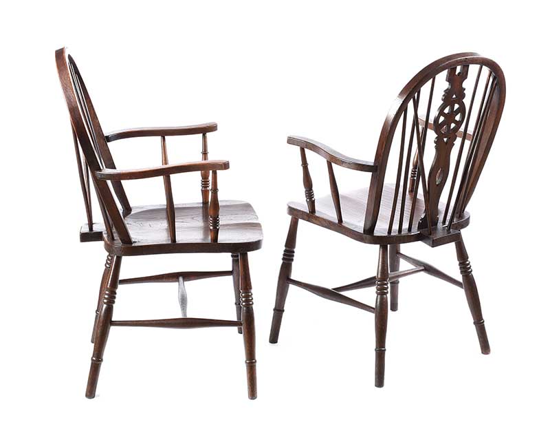 PAIR OF OAK WINDSOR ARMCHAIRS - Image 6 of 6