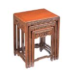 CHINESE CARVED NEST OF THREE TABLES