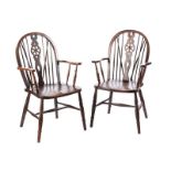 PAIR OF OAK WINDSOR ARMCHAIRS