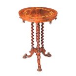 VICTORIAN INLAID WALNUT LAMP TABLE