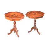 PAIR OF INLAID MAHOGANY LAMP TABLES