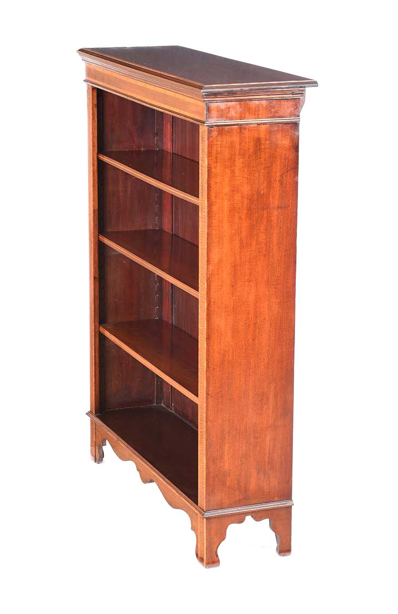 EDWARDIAN INLAID MAHOGANY OPEN BOOKCASE - Image 5 of 5