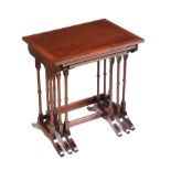 INLAID MAHOGANY NEST OF THREE TABLES