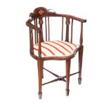 EDWARDIAN INLAID MAHOGANY TUB CHAIR